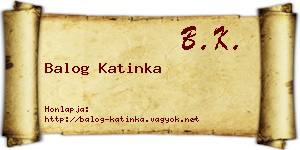 Balog Katinka névjegykártya